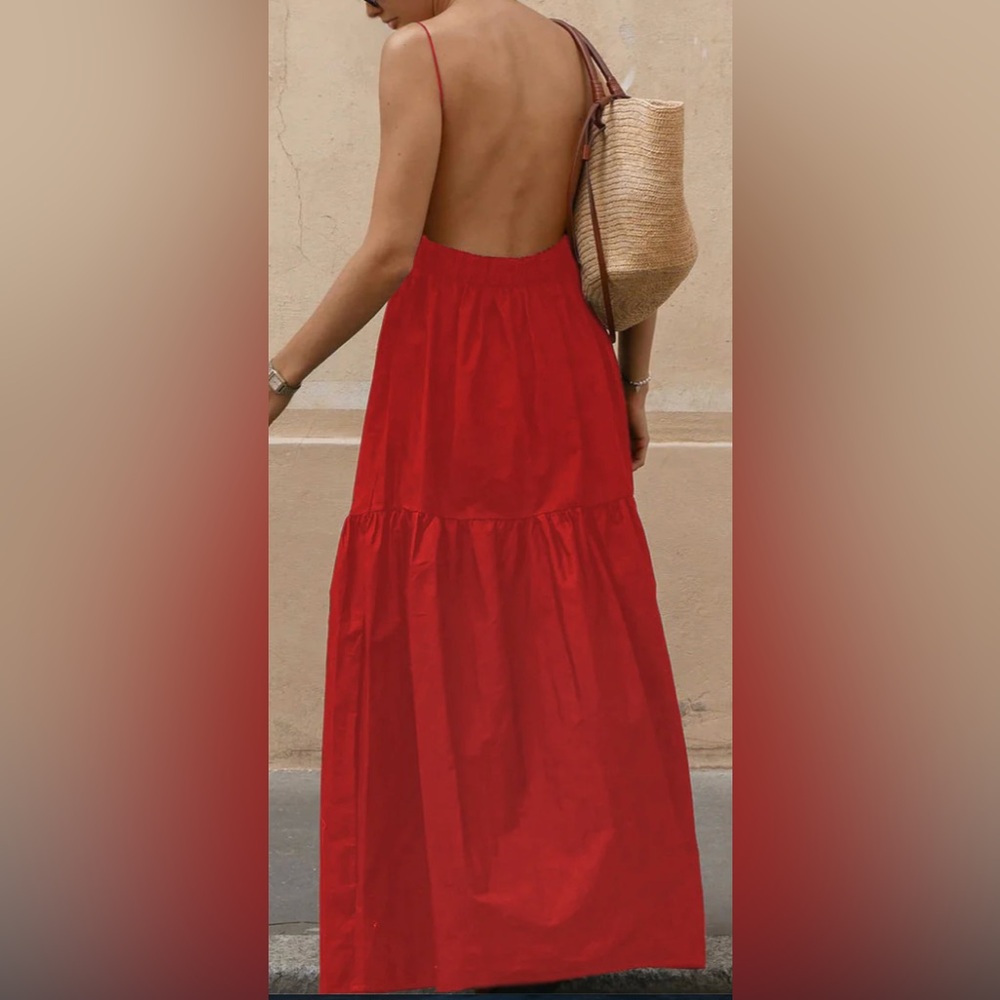 Solid Backless Long Dress - image 1